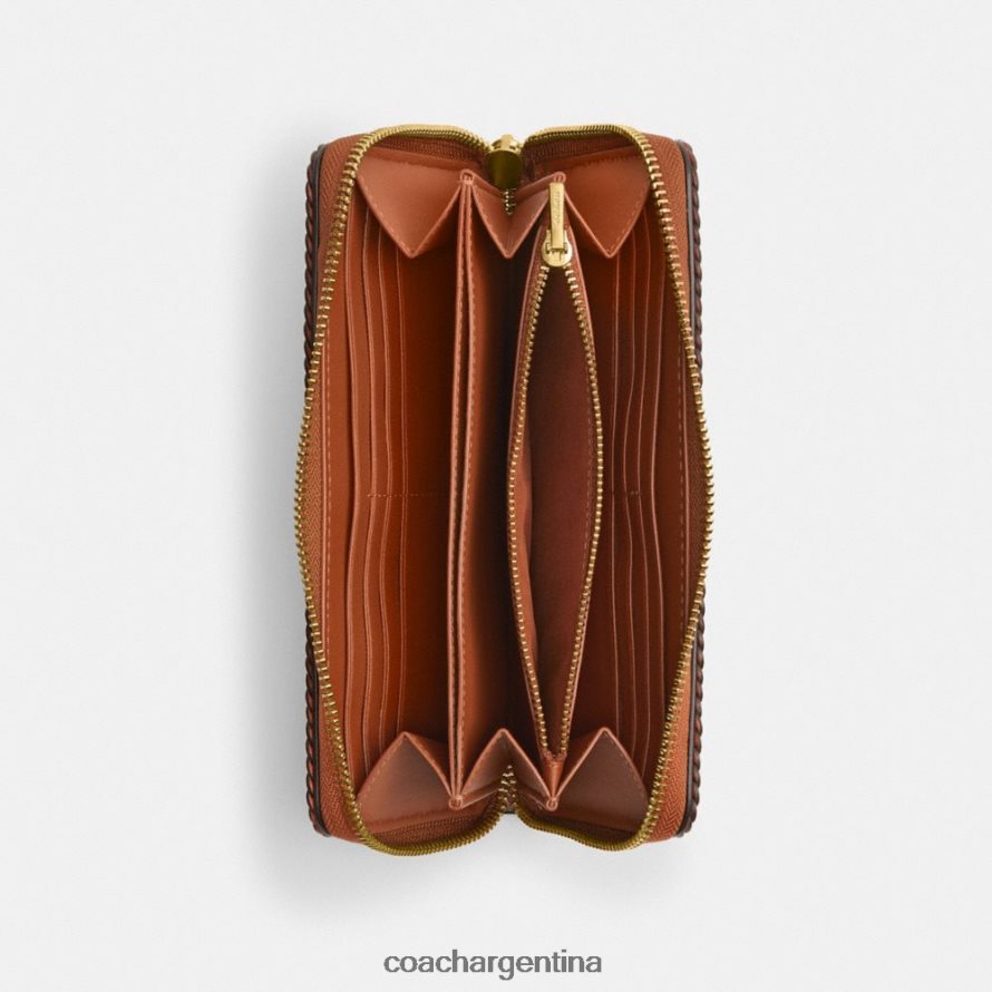 Coach mujer cartera tipo acordeón con cremallera y trenza b4/ámbar bruñido L82882322