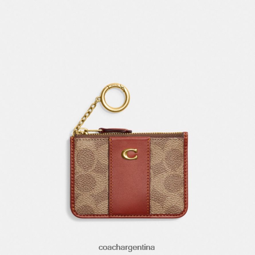 Coach mujer Portadocumentos mini ajustado en lona de firma b4/óxido tostado L82882337