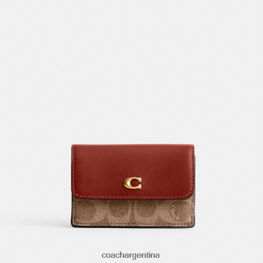 Coach mujer cartera pequeña triple en lona de firma b4/óxido tostado L82882348