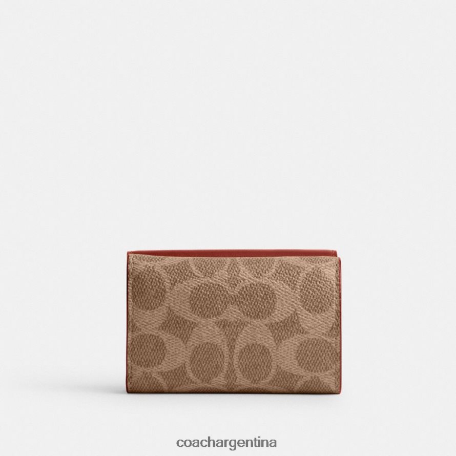 Coach mujer cartera pequeña triple en lona de firma b4/óxido tostado L82882348