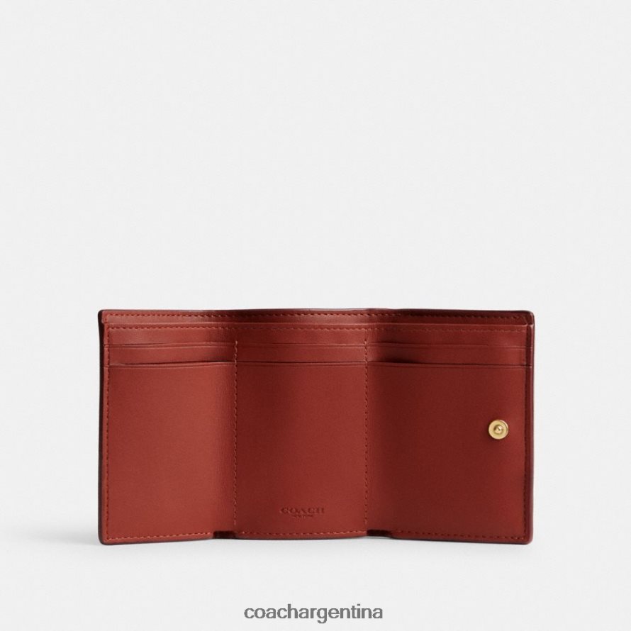 Coach mujer cartera pequeña triple en lona de firma b4/óxido tostado L82882348