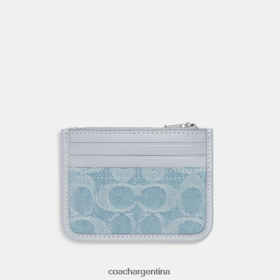 Coach mujer tarjetero con cremallera en denim característico izq/azul pálido L82882385