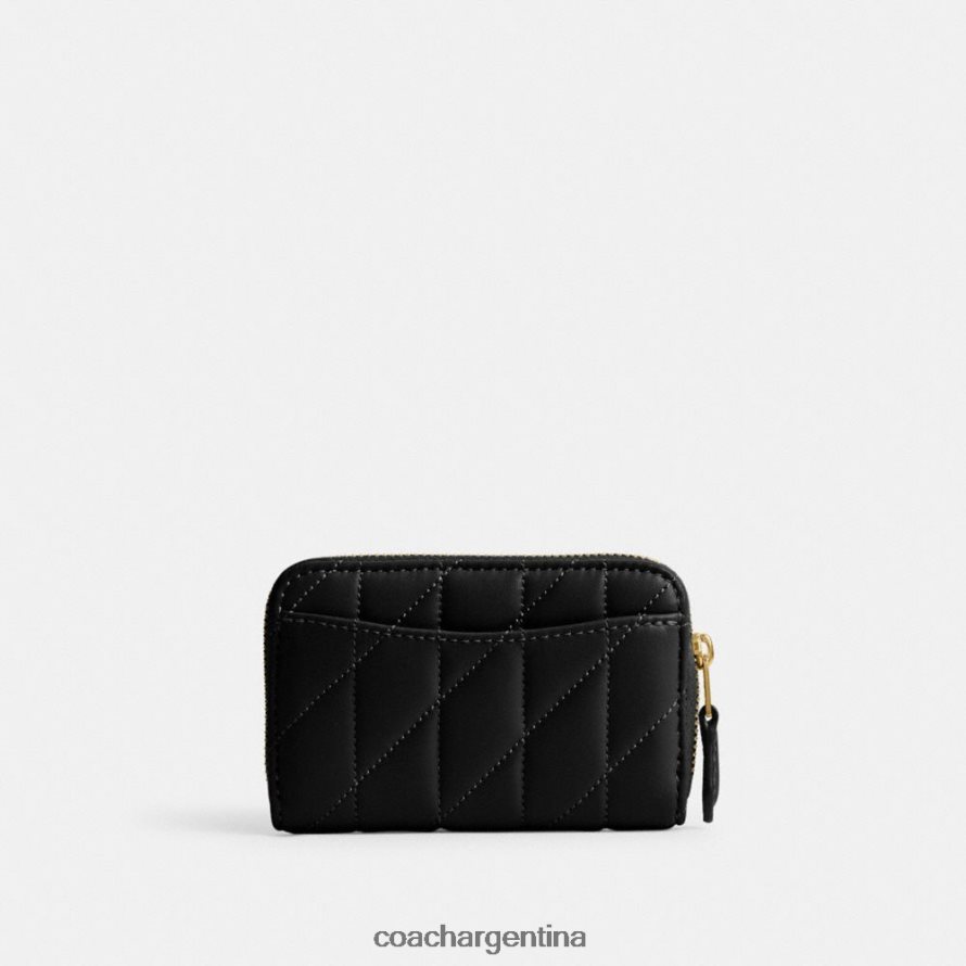 Coach mujer tarjetero pequeño con cremallera alrededor y acolchado tipo almohada b4/negro L82882373