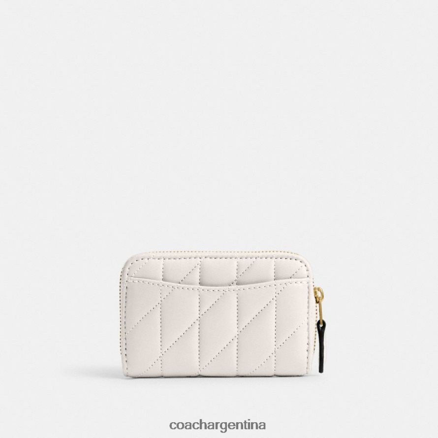 Coach mujer tarjetero pequeño con cremallera alrededor y acolchado tipo almohada b4/tiza L82882376
