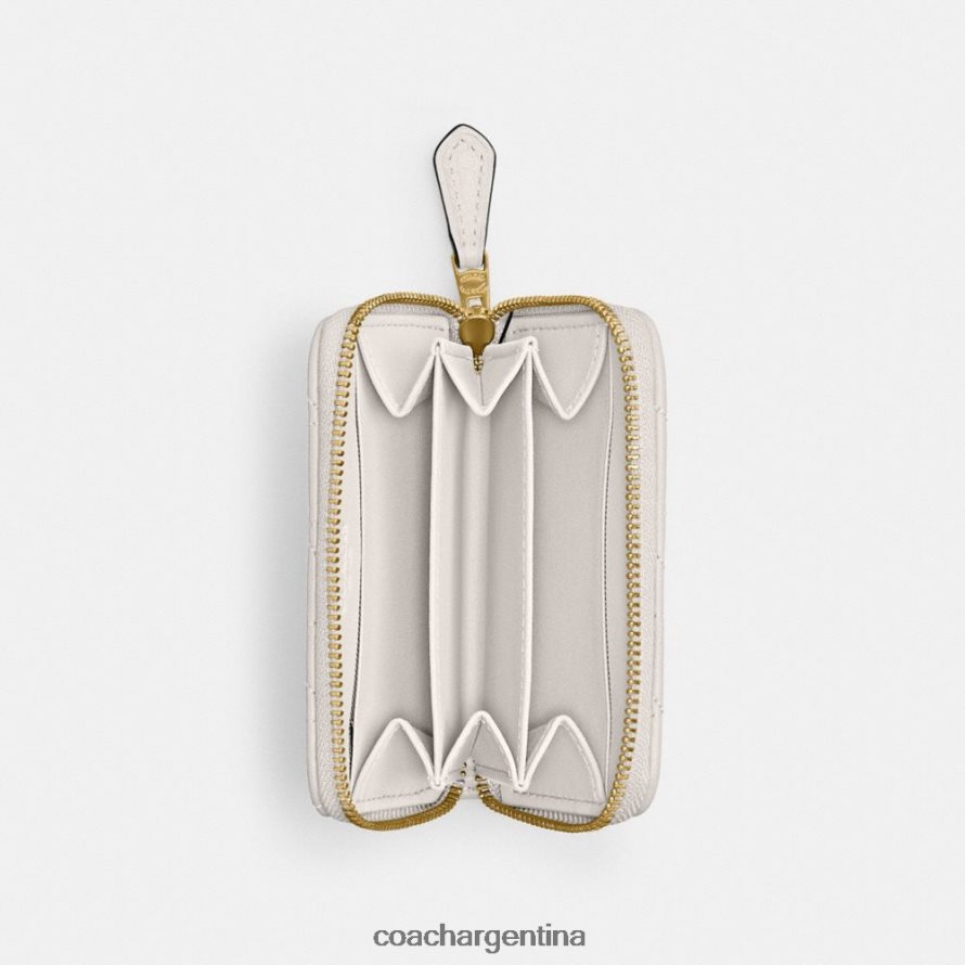 Coach mujer tarjetero pequeño con cremallera alrededor y acolchado tipo almohada b4/tiza L82882376