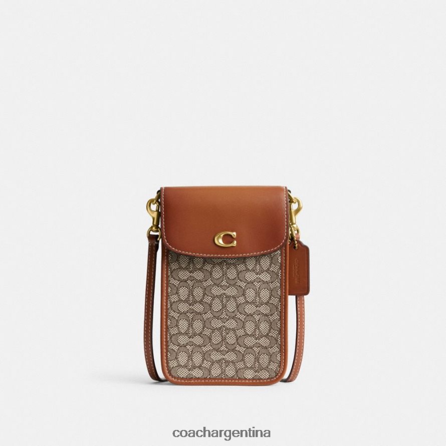 Coach mujer bandolera para teléfono en jacquard con micro firma b4/cacao bruñido amb L82882386