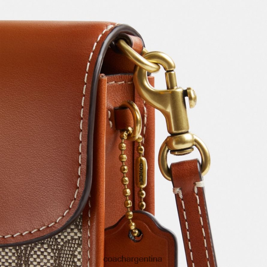 Coach mujer bandolera para teléfono en jacquard con micro firma b4/cacao bruñido amb L82882386