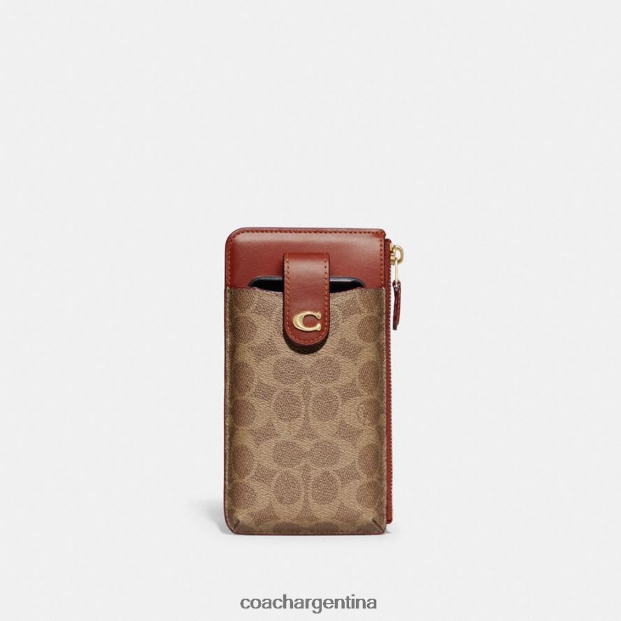 Coach mujer cartera para teléfono esencial en lona de firma b4/óxido tostado L82882388