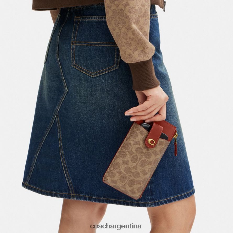 Coach mujer cartera para teléfono esencial en lona de firma b4/óxido tostado L82882388