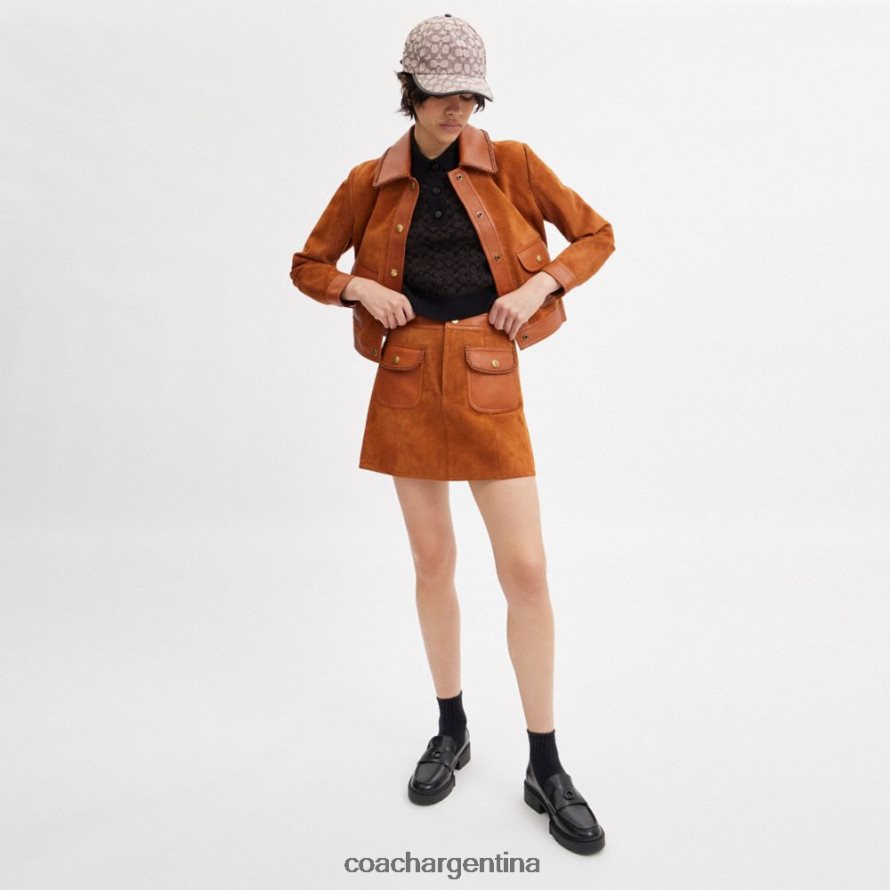 Coach mujer minifalda de ante trenzada ámbar bruñido L82882513