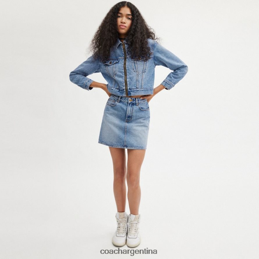 Coach mujer minifalda vaquera de talle alto azul claro L82882504