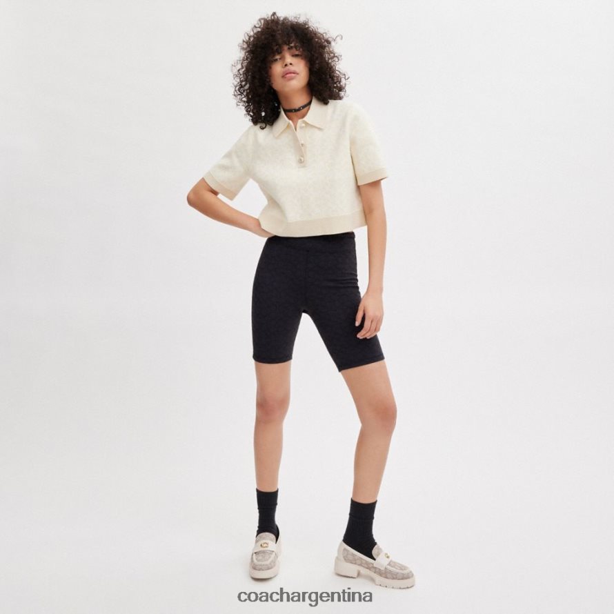 Coach mujer pantalones cortos de motociclista característicos firma de carboncillo L82882514