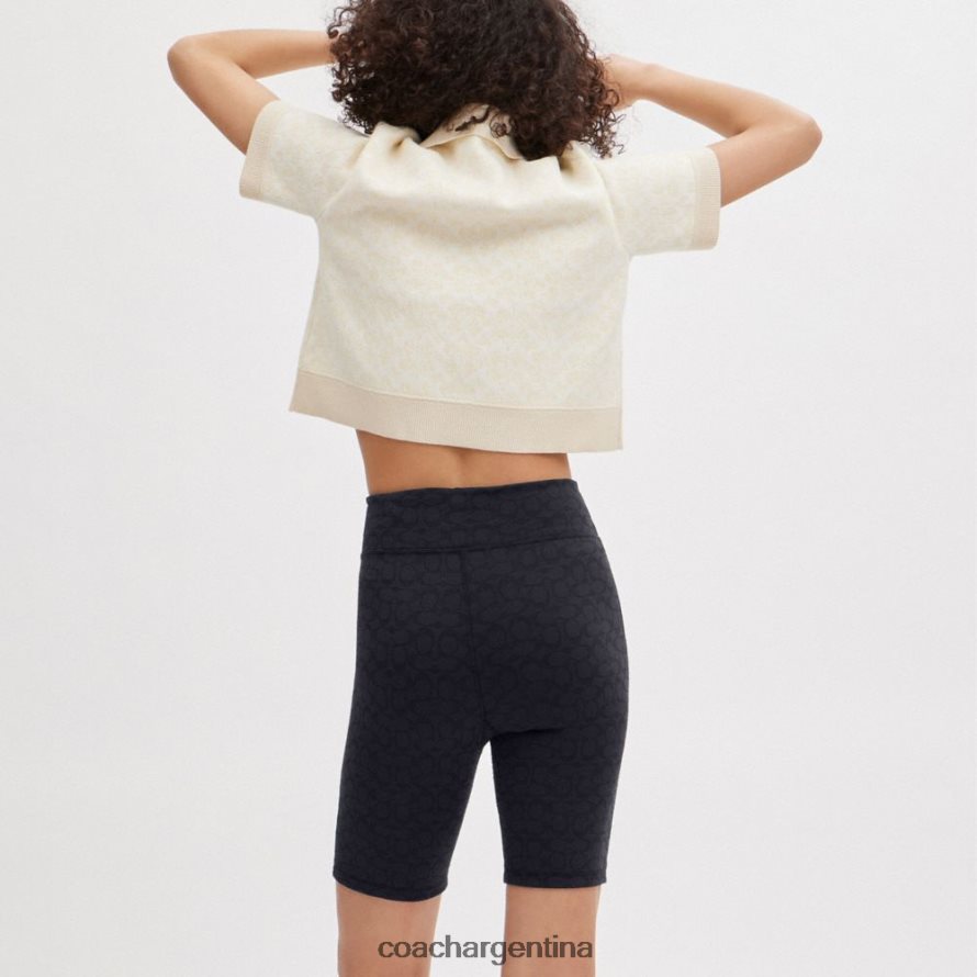Coach mujer pantalones cortos de motociclista característicos firma de carboncillo L82882514