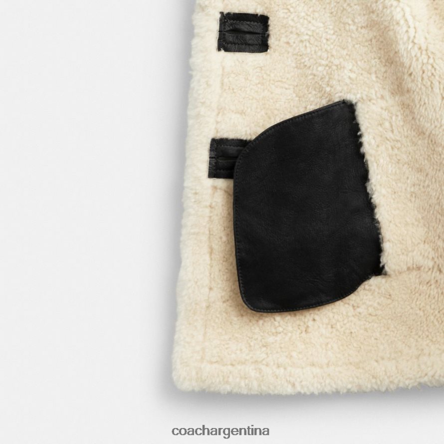 Coach mujer abrigo de piel de oveja con cuello chal negro L82882443