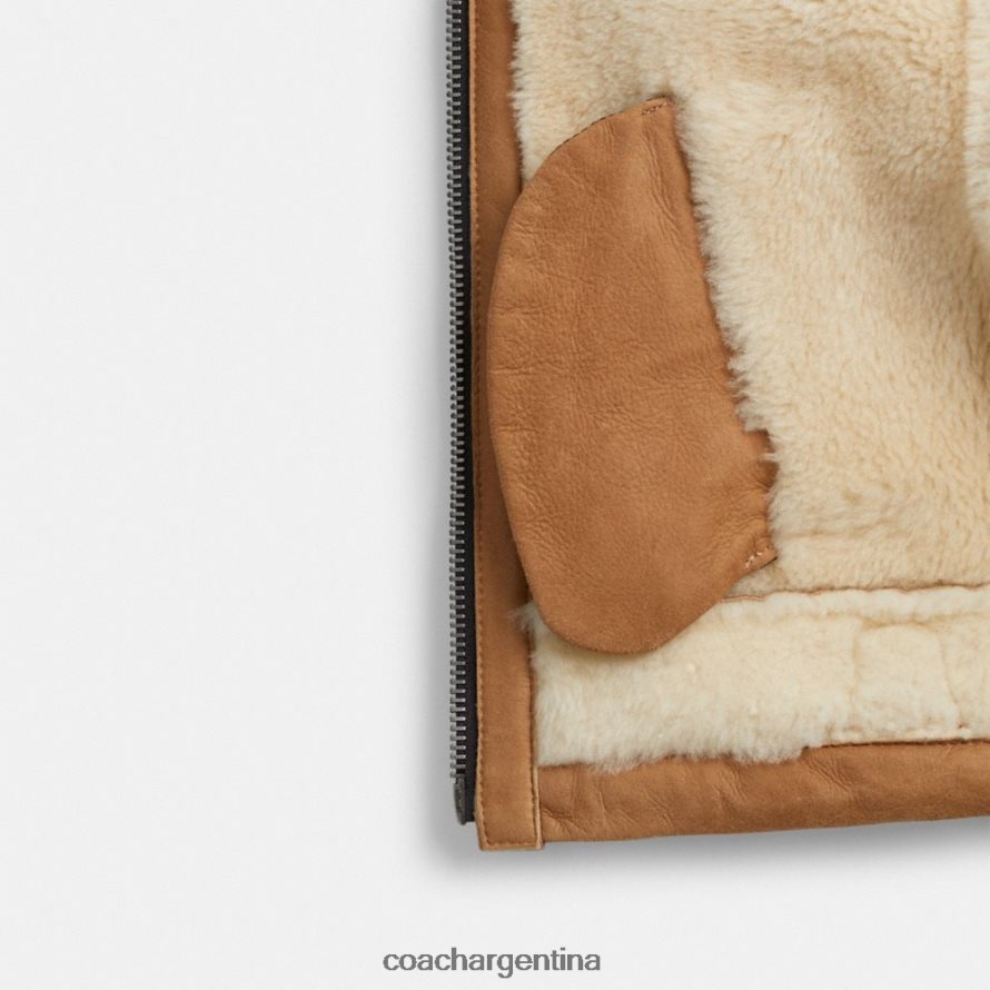 Coach mujer aviador corto de piel de oveja marrón múltiple L82882456