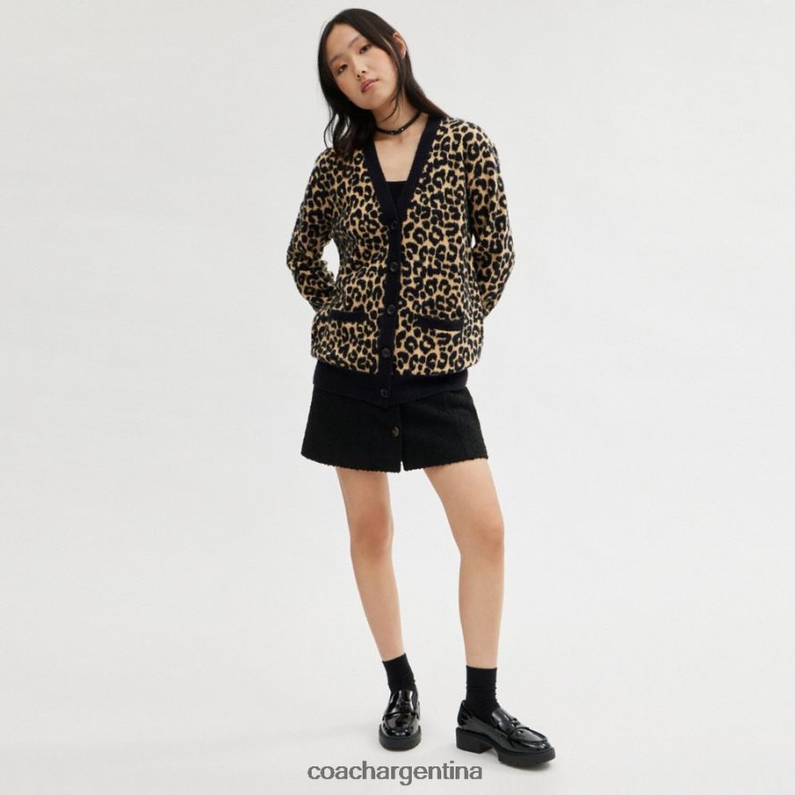 Coach mujer cárdigan de leopardo bronceado múltiple L82882447