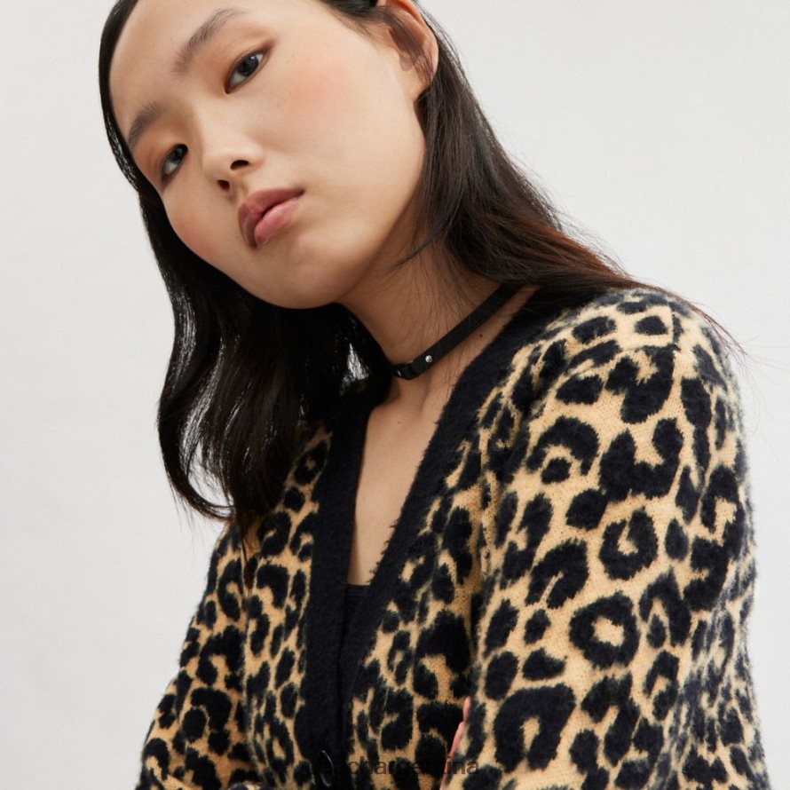 Coach mujer cárdigan de leopardo bronceado múltiple L82882447