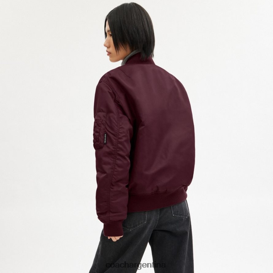 Coach mujer chaqueta año nuevo ma-1 con dragón borgoña L82882431