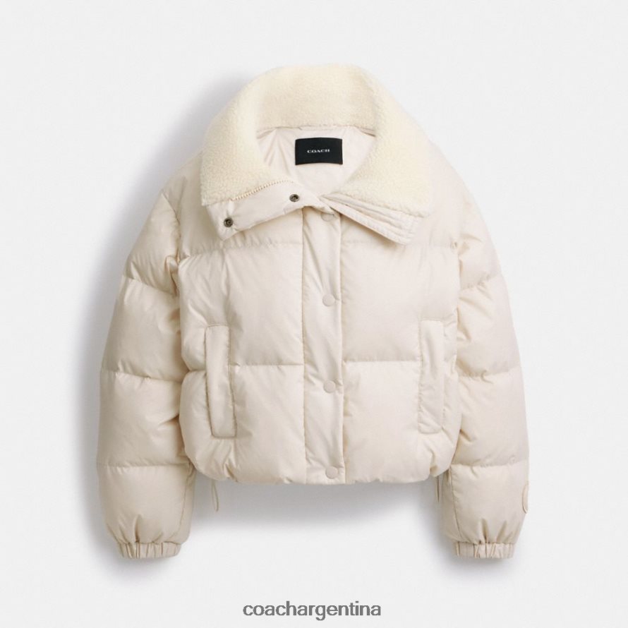Coach mujer chaqueta acolchada corta con sherpa Marfil L82882439