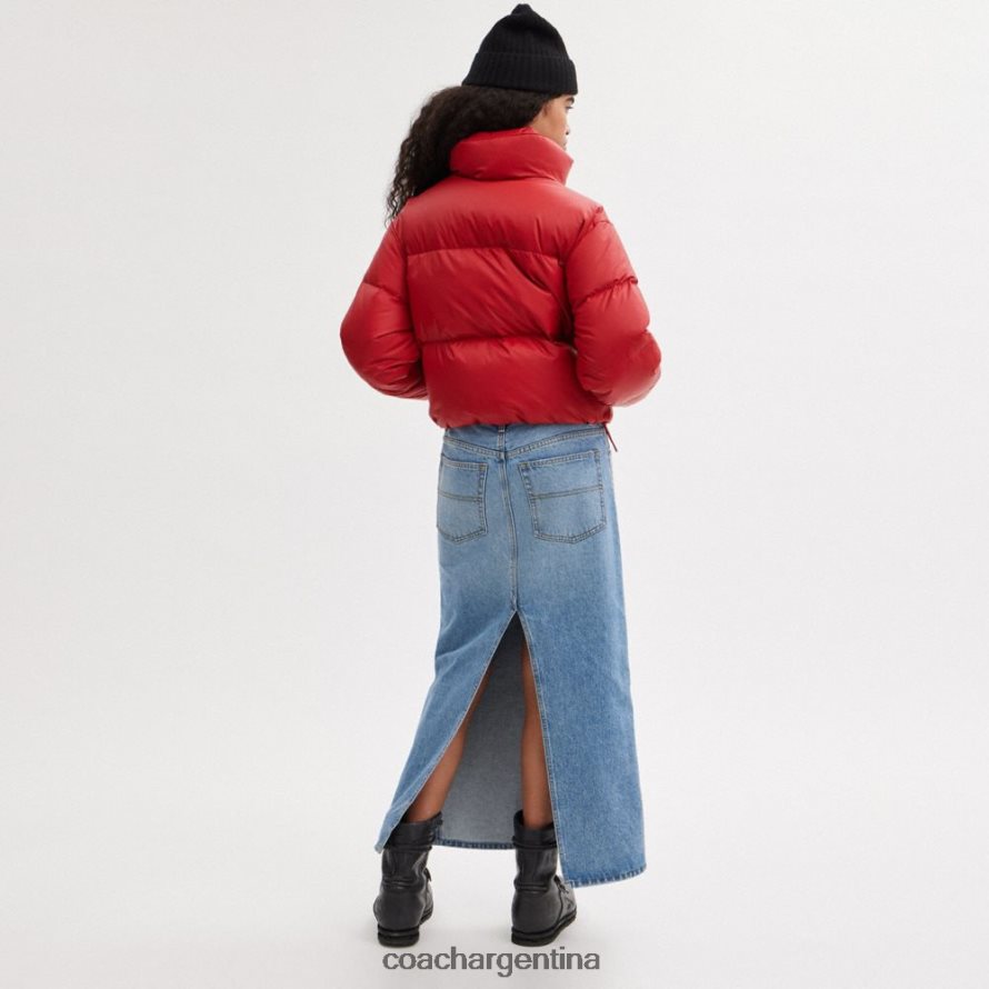 Coach mujer chaqueta acolchada recortada rojo. L82882444