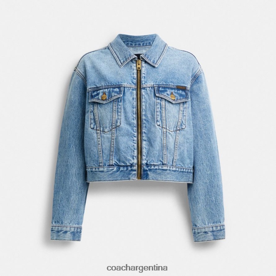 Coach mujer chaqueta corta de mezclilla azul claro L82882445