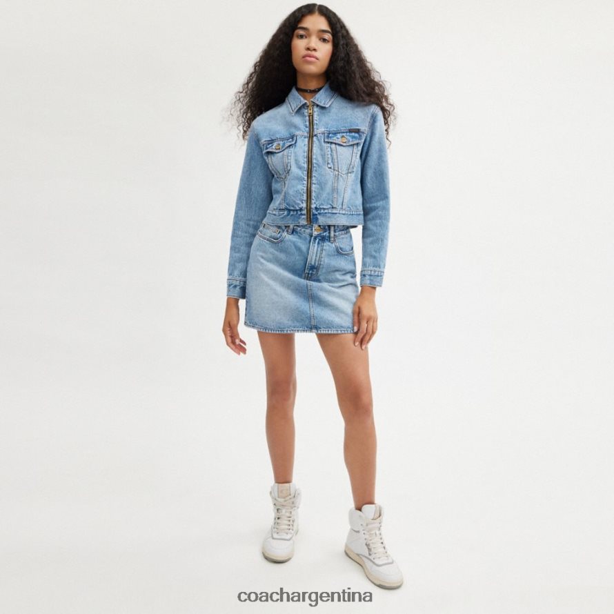 Coach mujer chaqueta corta de mezclilla azul claro L82882445