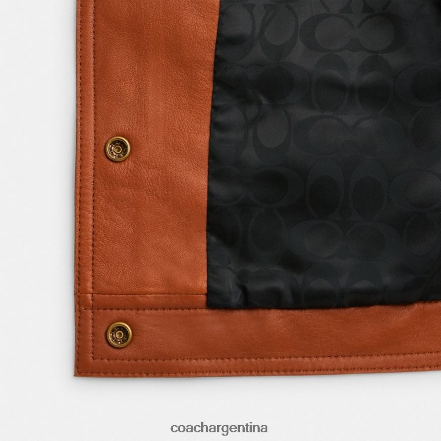 Coach mujer chaqueta de gamuza trenzada ámbar bruñido L82882457