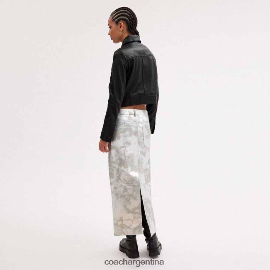 Coach mujer chaqueta encogida con botones de presión en la parte delantera negro L82882446