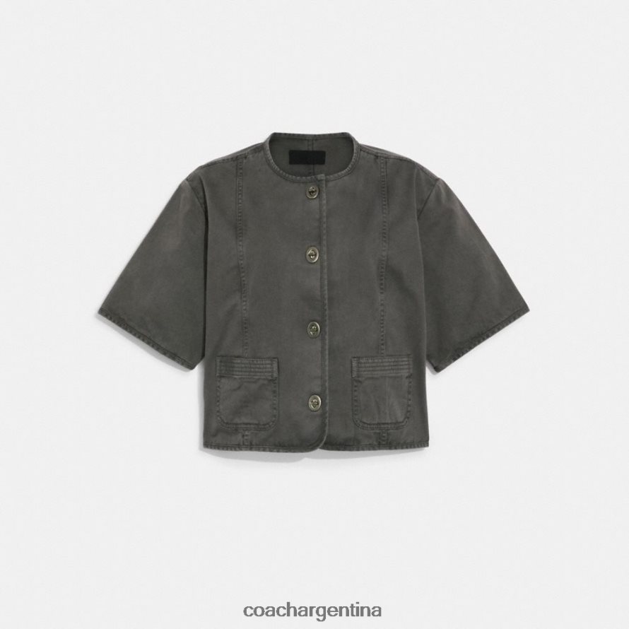 Coach mujer chaqueta tejida de manga corta negro lavado L82882461