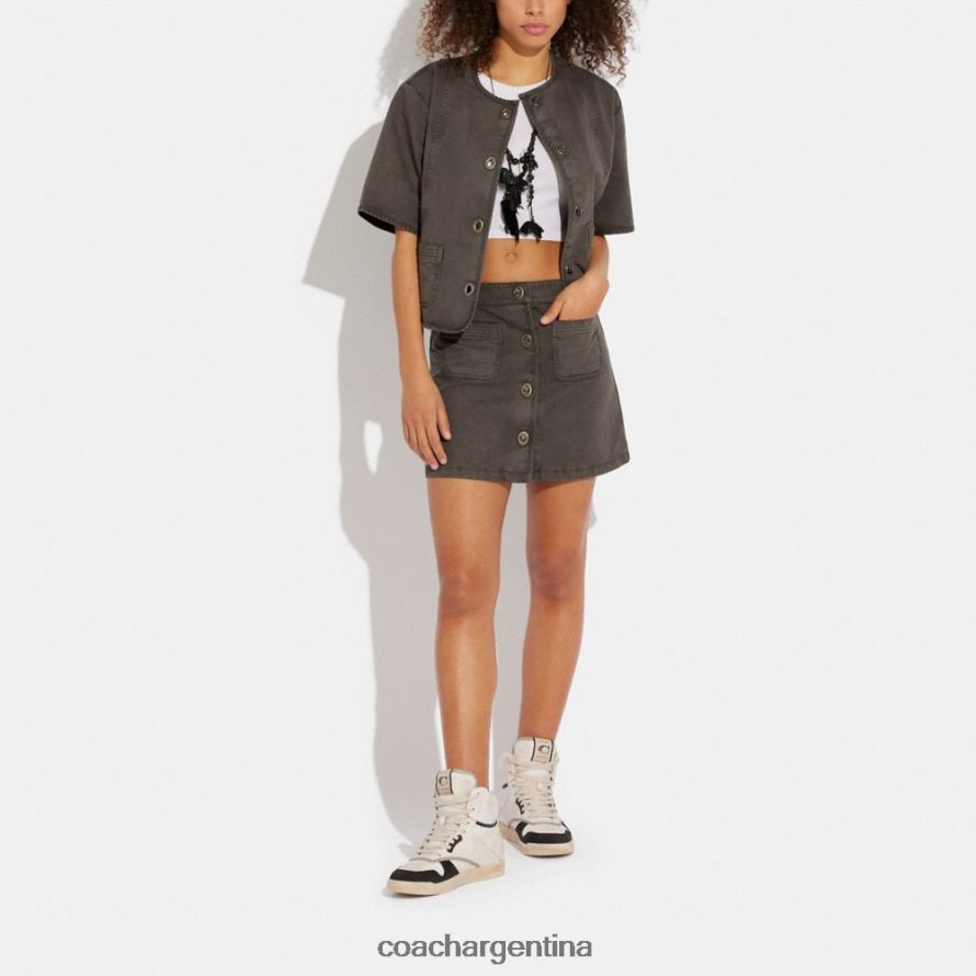 Coach mujer chaqueta tejida de manga corta negro lavado L82882461