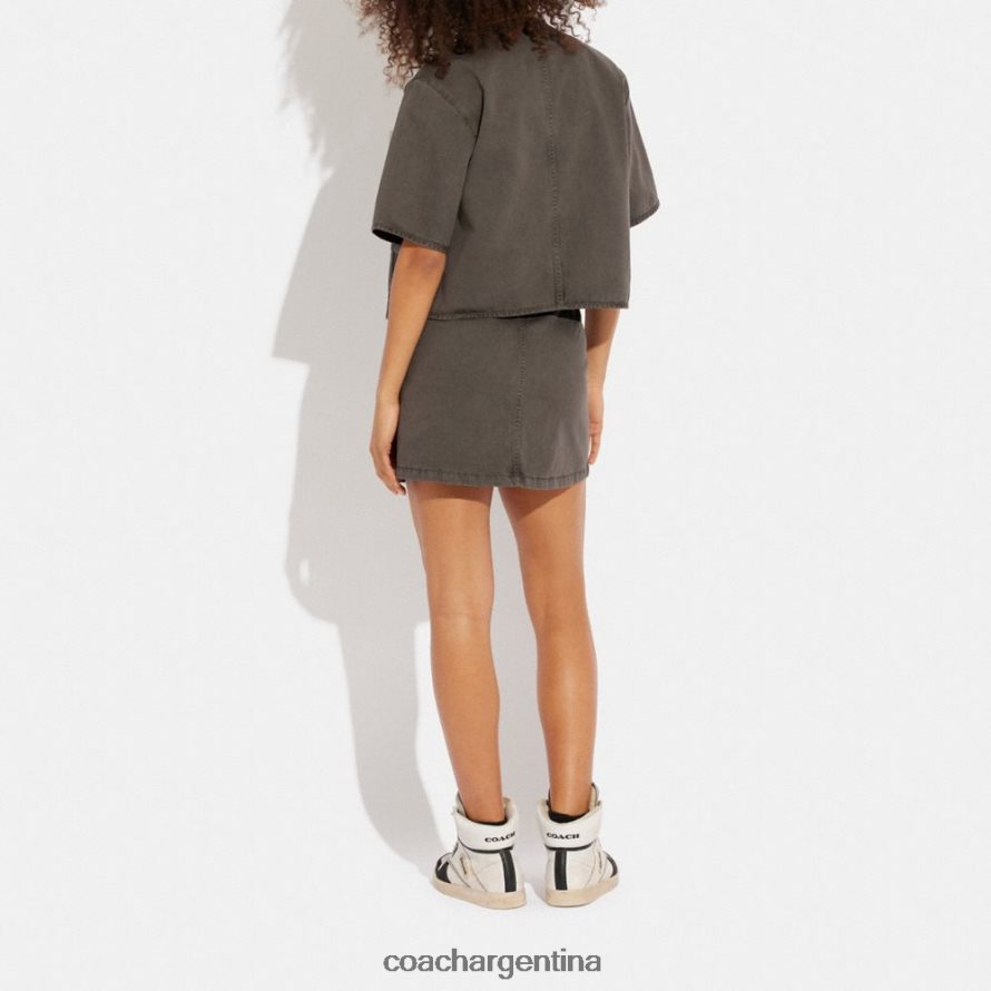 Coach mujer chaqueta tejida de manga corta negro lavado L82882461