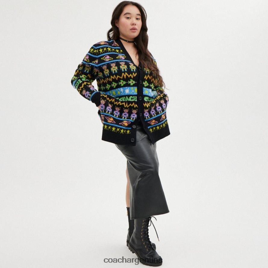 Coach mujer cárdigan de entrenador cósmico negro múltiple. L82882476