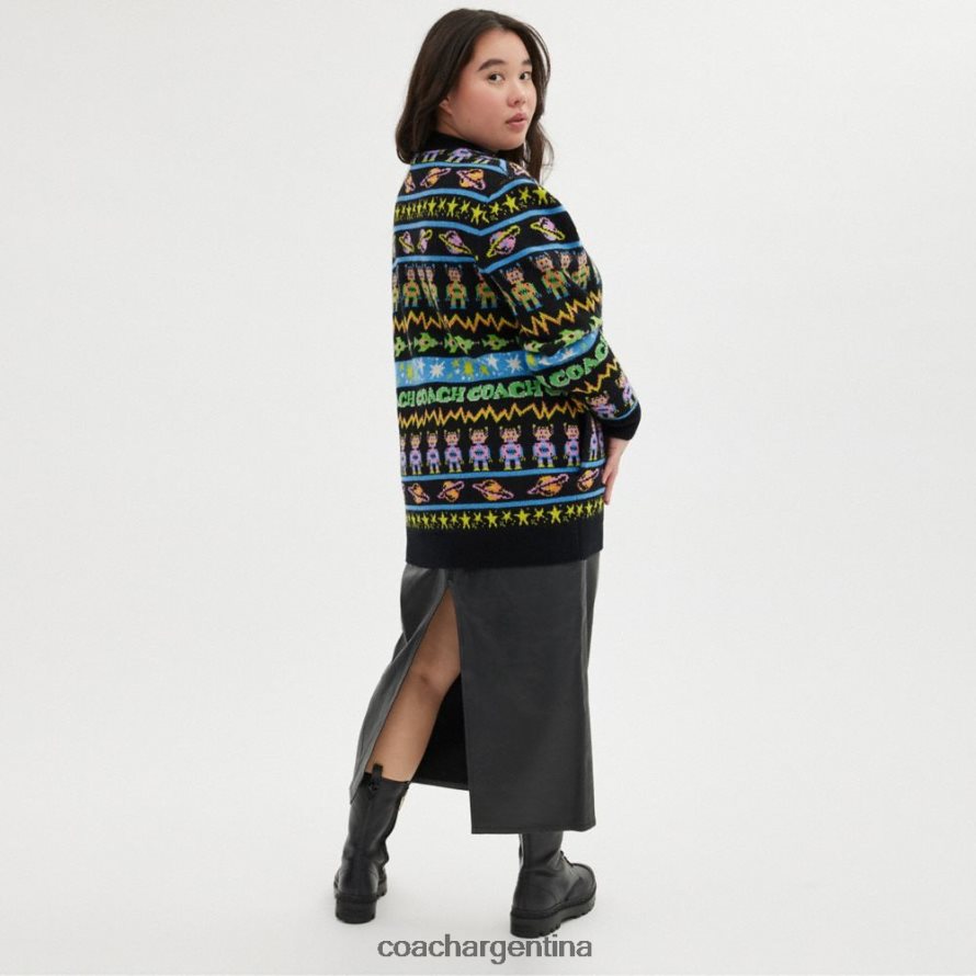 Coach mujer cárdigan de entrenador cósmico negro múltiple. L82882476