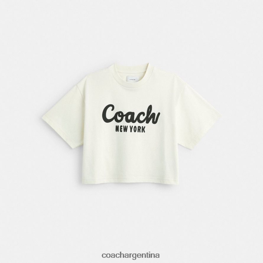 Coach mujer camiseta corta con firma cursiva crema. L82882473