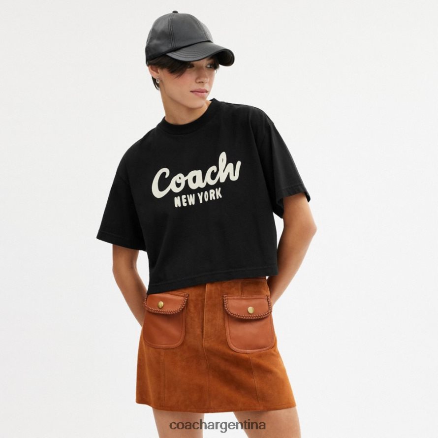 Coach mujer camiseta corta con firma cursiva negro L82882472