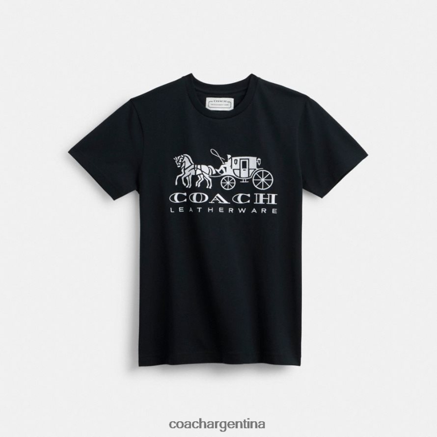Coach mujer camiseta del caballo y el carruaje negro L82882492