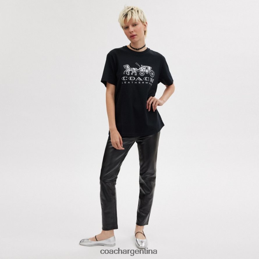Coach mujer camiseta del caballo y el carruaje negro L82882492