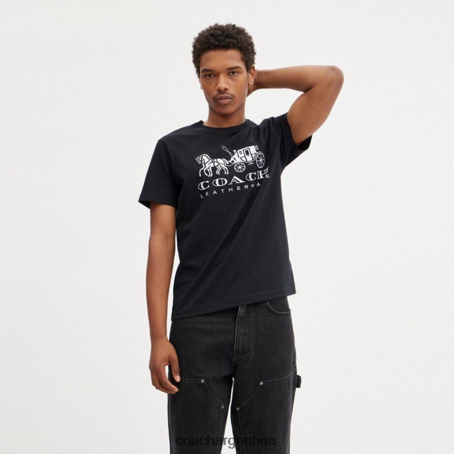 Coach mujer camiseta del caballo y el carruaje negro L82882492