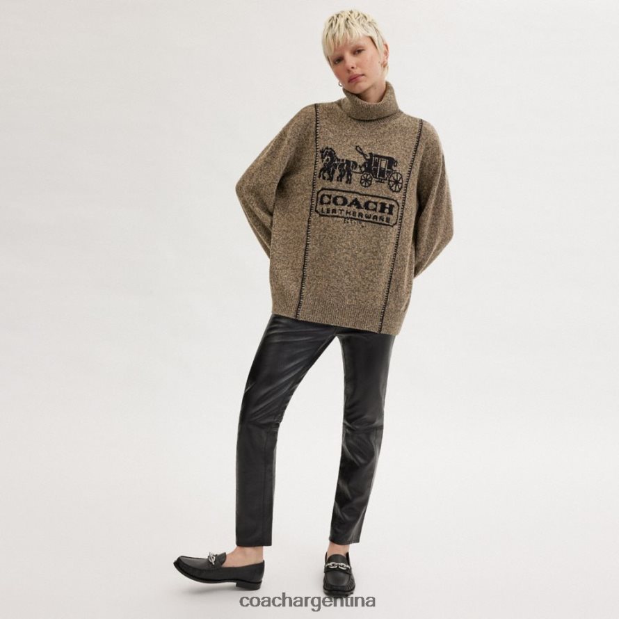 Coach mujer jersey de cuello alto con caballo y carruaje marron oscuro L82882486