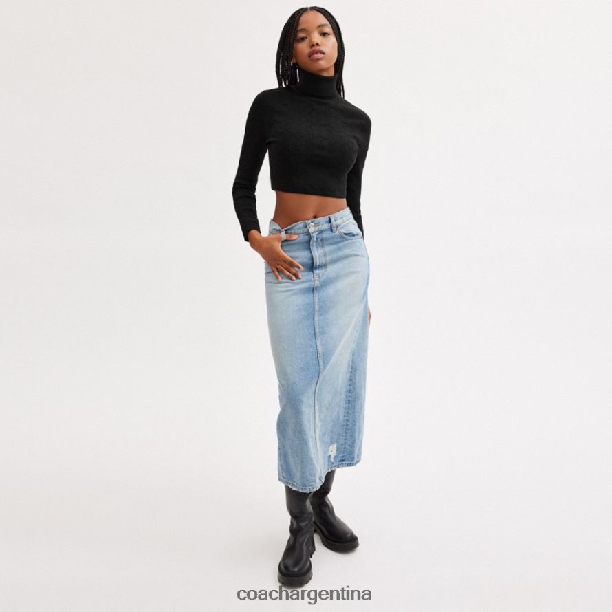 Coach mujer jersey de cuello alto recortado de punto característico negro L82882487