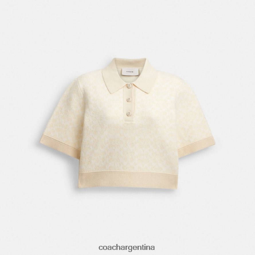 Coach mujer polo deportivo corto crema múltiple L82882497