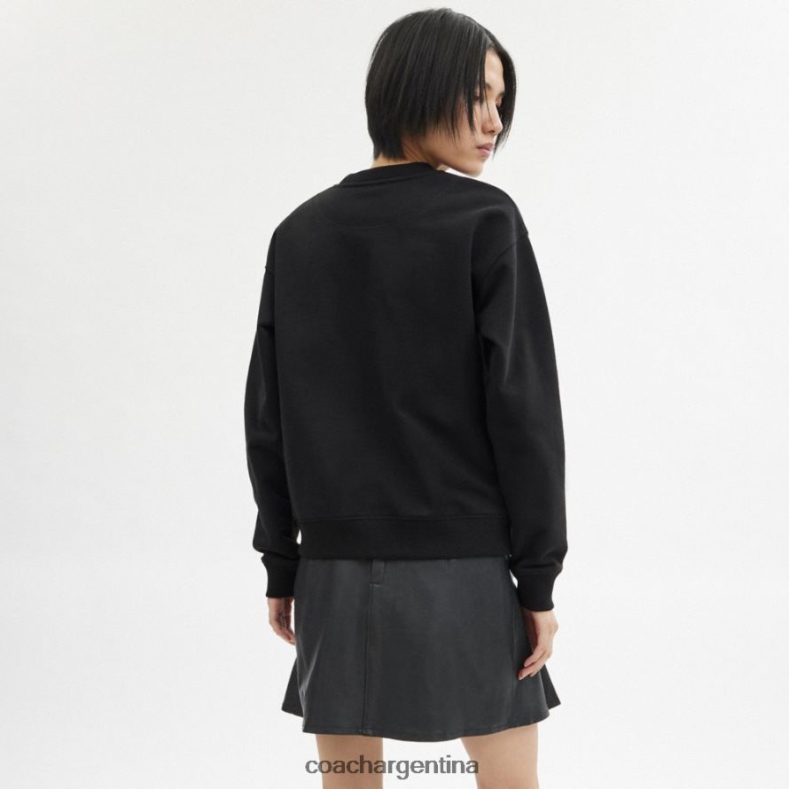 Coach mujer suéter con cuello redondo y corazones negro L82882471