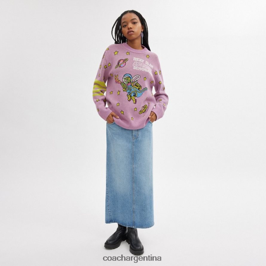 Coach mujer suéter de entrenador cósmico morado multicolor L82882477