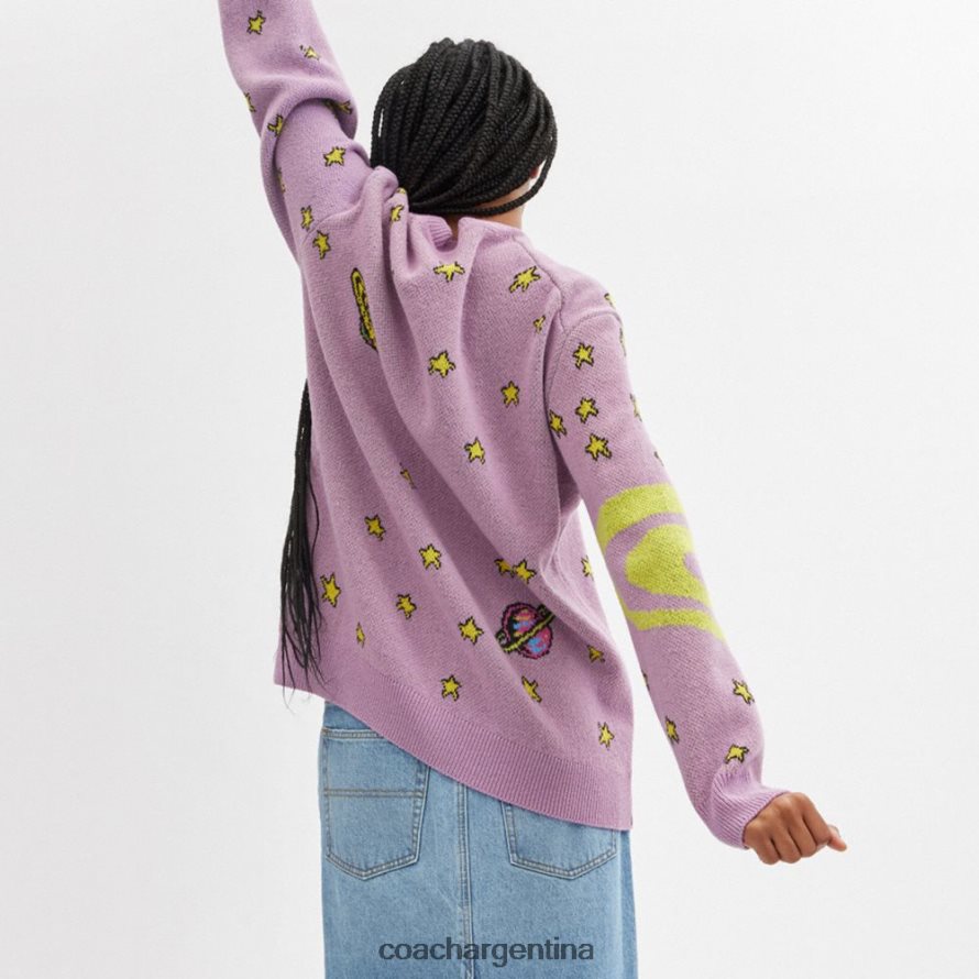 Coach mujer suéter de entrenador cósmico morado multicolor L82882477