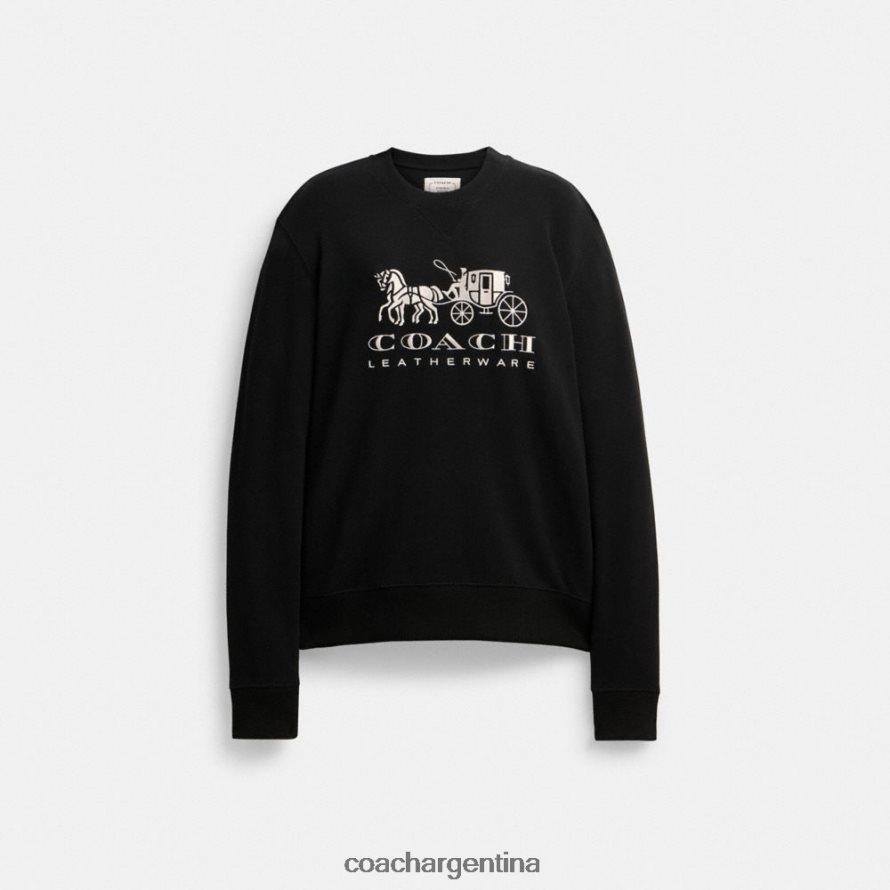 Coach mujer sudadera con cuello redondo de caballo y carruaje negro L82882494