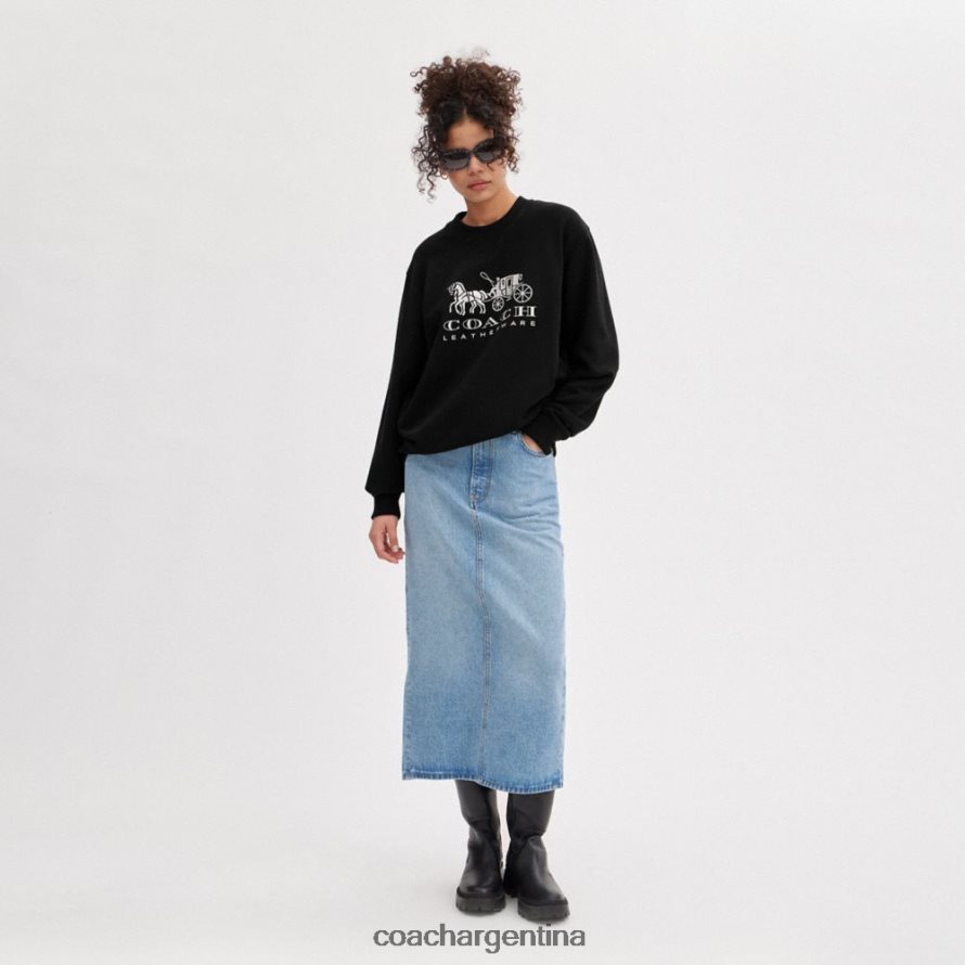 Coach mujer sudadera con cuello redondo de caballo y carruaje negro L82882494