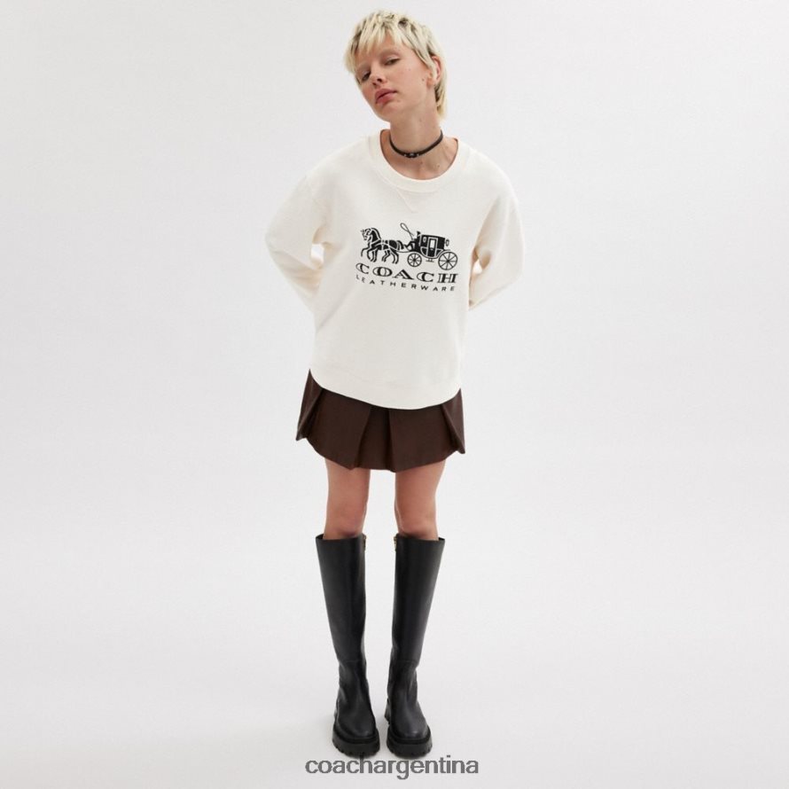 Coach mujer sudadera con cuello redondo de caballo y carruaje tiza L82882495