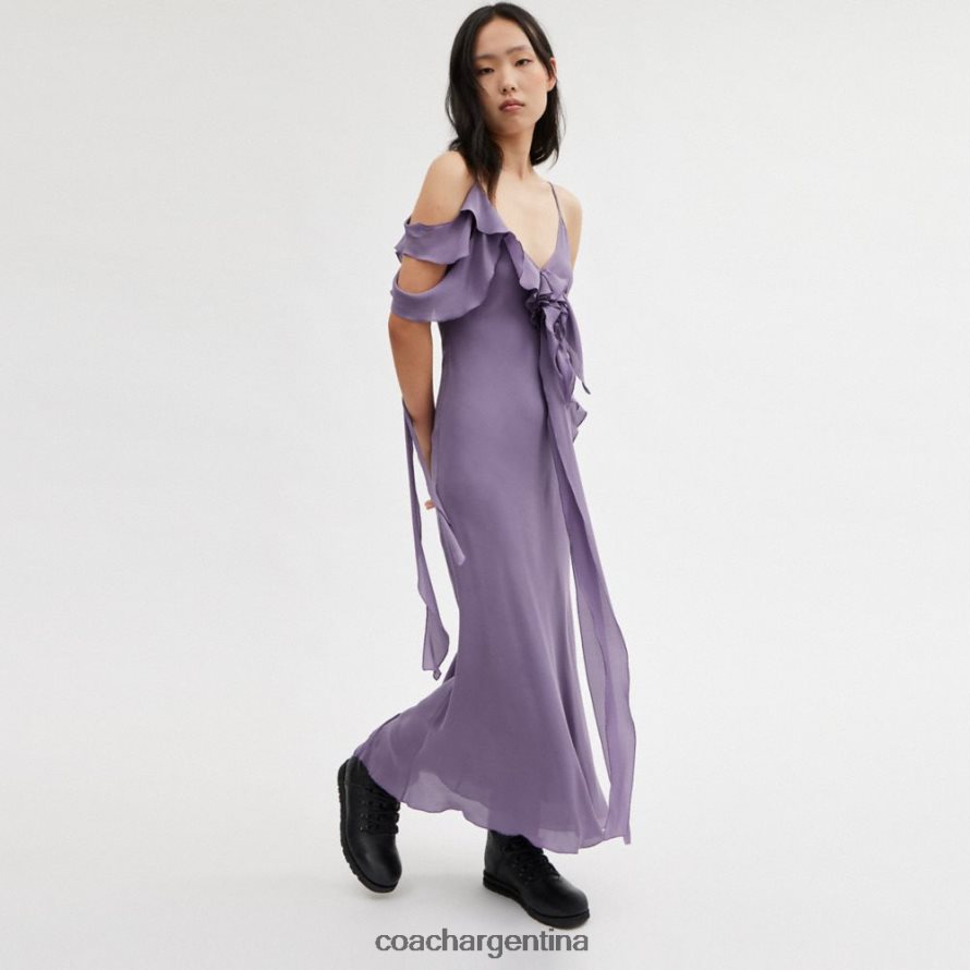 Coach mujer vestido al bies con tirantes finos púrpura L82882519