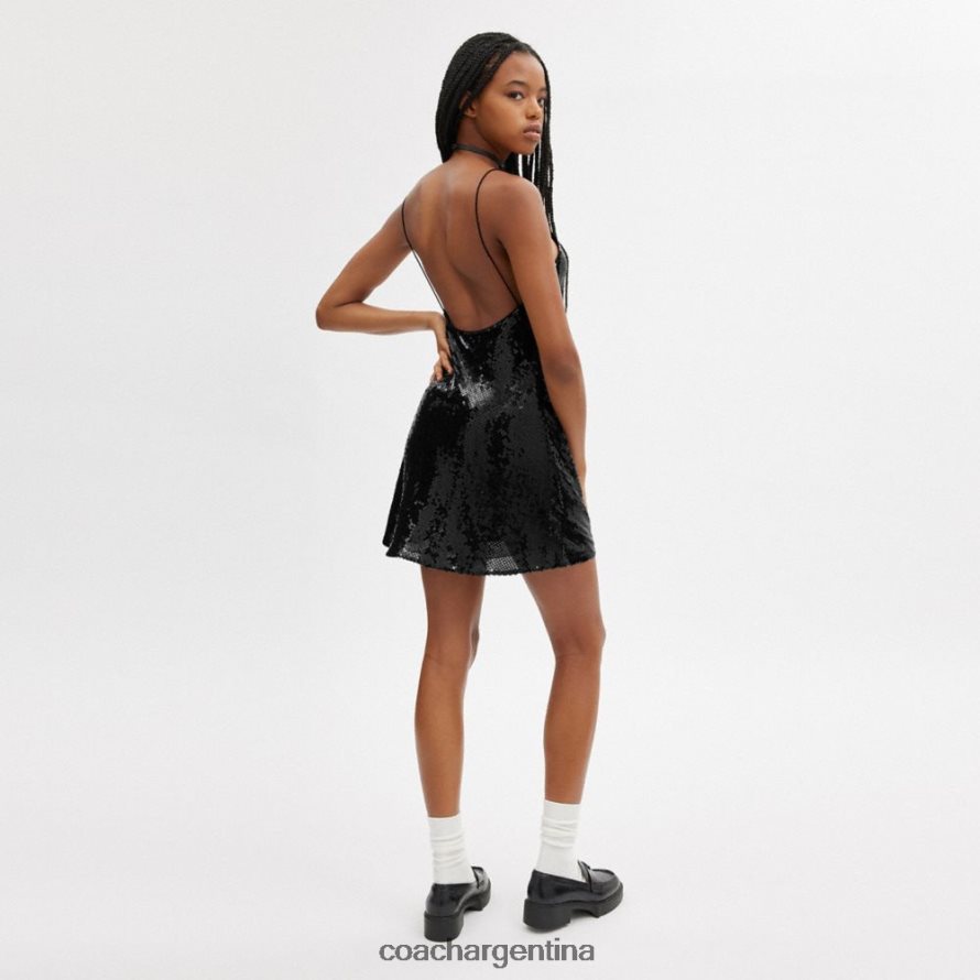 Coach mujer vestido camisola corto con lentejuelas negro L82882515